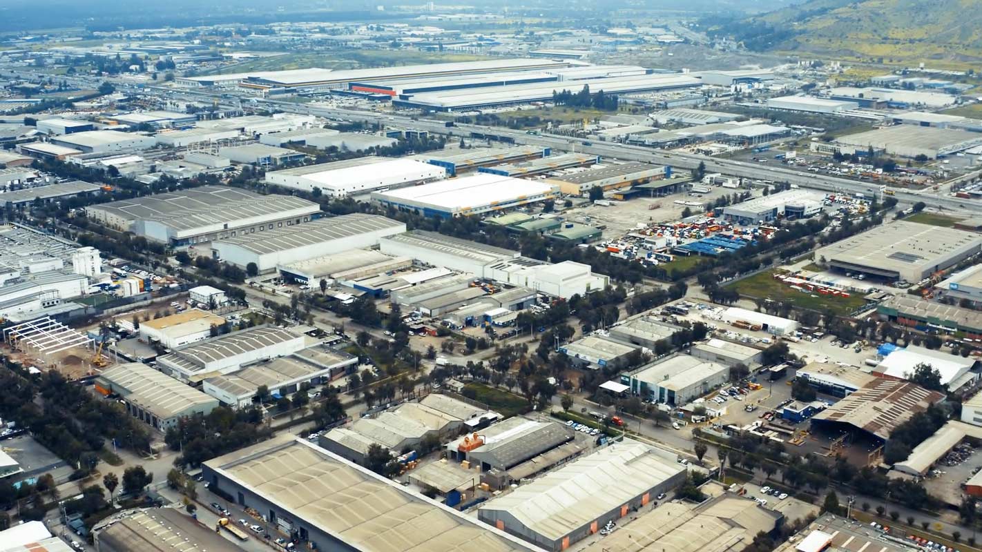 Toma desde Drone en sector industrial de San Bernardo, región Metropolitana, Chile